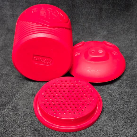 Talisman Designs Silicon Red Pig Face Bacon Bin Grease Strainer & Collector Cup - Picture 6 of 8